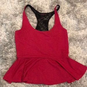 Material girl dark pink peplum size medium
